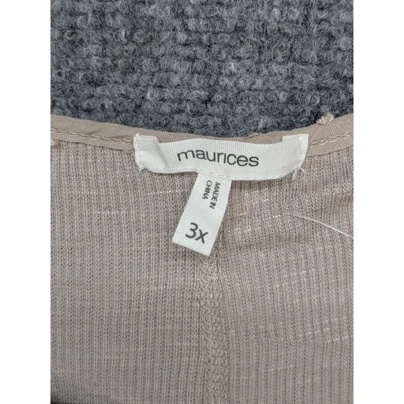 Maurices Henley Women's 3X Top Crochet Ribbed‎ Beige Boho Feminine Romantic - Picture 3 of 11